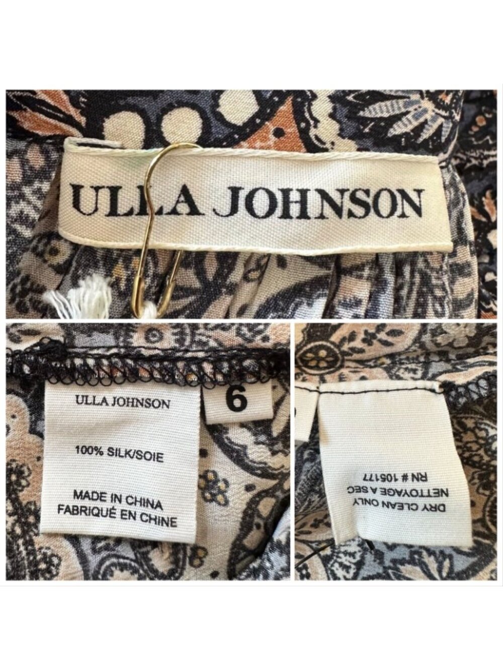 Ulla Johnson Annalisa Gown Night Sky Silk Paisley Runway NWT Size 6 - Picture 7 of 16